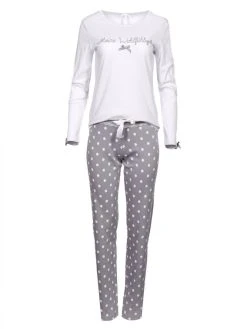Louis & Louisa Meine Wohlfühlzeit Pyjama, Lang -Leggings Shop Louis und Louisa Meine Wohlfuehlzeit Pyjama lang grau weiss 22MWPY WA neu 2