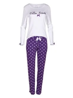 Louis & Louisa Voller Freude Pyjama, Lang -Leggings Shop Louis und Louisa Voller Freude Pyjama lang violett weiss 22VFPY WA 2