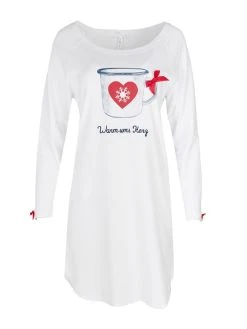 Louis & Louisa Wunderbare Kuschelzeit Langarm-Nachthemd -Leggings Shop Louis und Louisa Wunderbare Kuschelzeit Nachthemd 3 4 Arm weiss 22WKNB WS 2
