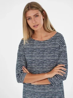 MEY Serie Abbi Bigshirt Mit 3/4-Ärmel, Länge 86cm -Leggings Shop Mey Damen Serie Abbi Bigshirt mit 3 4 aermel Laenge 86cm blau 16121 233 1631703908