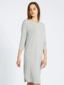 MEY Sleepy & Easy Nachthemd Mit 3/4-Ärmel, Länge 100 Cm -Leggings Shop Mey Damen Sleep Easy Nachthemd mit 3 4 aermel Laenge 100 cm grau 16410 519 1626262384