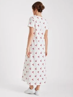 Leggings Shop -Leggings Shop Nanso Kirsikka Kurzarm Nachthemd Laenge 130cm rot weiss 27875 1537 1