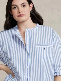 Polo Ralph Lauren Shirting Stripes Langarm-Nachthemd -Leggings Shop Polo Ralph Lauren Damen TW NW LW Shirting Stripes Langarm Nachthemd blau 4P9005 930 2