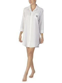 Lauren By Ralph Lauren Wovens Nachthemd, Durchgeknöpft, Länge 90cm