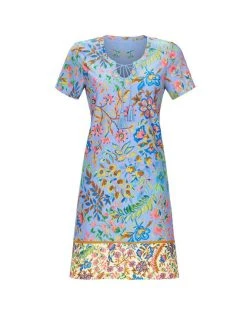 RINGELLA Bloomy Kurzarm-Nachthemd, Länge 90cm -Leggings Shop Ringella B I o o my Kurzarm Nachthemd Laenge 90cm blau 3251001 200 2