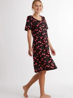 RINGELLA Lingerie Kurzarm-Nachthemd, Länge 95cm -Leggings Shop Ringella Lingerie Kurzarm Nachthemd Laenge 95cm schwarz 3261006 900 2