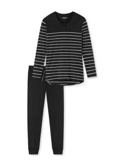 Schiesser Basic Night Bündchen-Pyjama -Leggings Shop Schiesser Basic Nachtwaesche Buendchen Pyjama schwarz 161069 000 1626433631