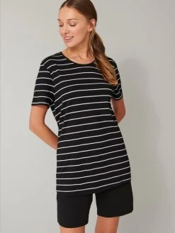 Schiesser Basic Night Kurz-Pyjama Mit Bermudahose 6 Schiesser Basic Night Kurz-Pyjama Mit Bermudahose -Leggings Shop Schiesser Basic Nachtwaesche Kurz Pyjama mit Bermudahose schwarz 173625 000 1626433741