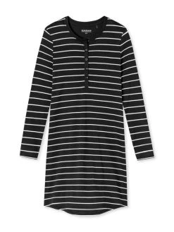 Schiesser Basic Night Langarm-Nachthemd Mit Knopfleiste, Länge 95cm -Leggings Shop Schiesser Basic Nachtwaesche Langarm Nachthemd mit Knopfleiste Laenge 95cm schwarz 161068 000 1626433637