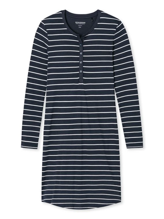 Schiesser Basic Night Langarm-Nachthemd Mit Knopfleiste, Länge 95cm 3 Schiesser Basic Night Langarm-Nachthemd Mit Knopfleiste, Länge 95cm – Bild 3