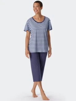 Schiesser Essentials Stripes Pyjama, 3/4 -Leggings Shop Schiesser Essentials Stripes Pyjama 3 4 blau 179132 800 800 2