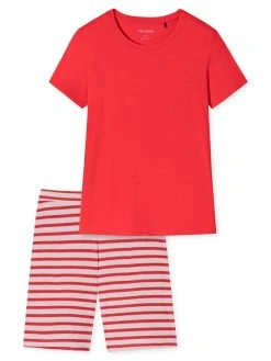Schiesser Essentials Stripes Kurz-Pyjama -Leggings Shop Schiesser Essentials Stripes Pyjama kurz Bermuda rot 179131 500 500 3