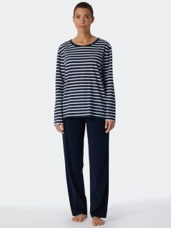 Schiesser Essentials Stripes Pyjama, Lang