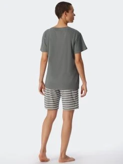 Schiesser Essentials Stripes Schlafanzug Kurz, Bermuda 5 Schiesser Essentials Stripes Schlafanzug Kurz, Bermuda -Leggings Shop Schiesser Essentials Stripes Schlafanzug kurz Bermuda grau 179131 713 713 1