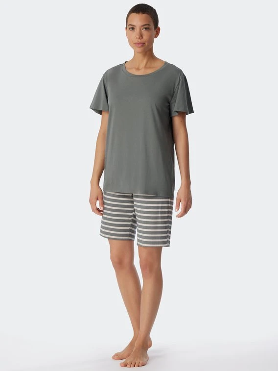 Schiesser Essentials Stripes Schlafanzug Kurz, Bermuda 1 Schiesser Essentials Stripes Schlafanzug Kurz, Bermuda