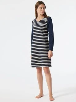 Schiesser Essentials Stripes Sleepshirt, Länge 95cm