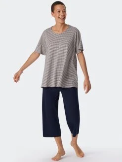 Schiesser Flared Fit Schlafanzug 3/4 Arm -Leggings Shop Schiesser Flared Fit Schlafanzug 3 4 Arm blau 179253 913 913 2