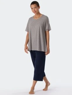 Schiesser Flared Fit Schlafanzug 3/4 Arm -Leggings Shop Schiesser Flared Fit Schlafanzug 3 4 Arm blau 179253 913 913 3