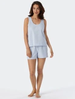 Schiesser Just Stripes Kurz-Pyjama -Leggings Shop Schiesser Just Stripes Schlafanzug kurz blau 179128 802 802 2