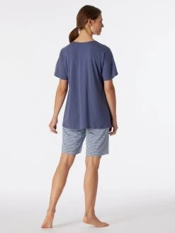 Schiesser Flared Fit Kurz-Pyjama -Leggings Shop Schiesser Flared Fit Kurz Pyjama blau 179251 800 800 1