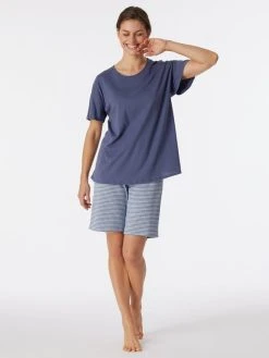 Schiesser Flared Fit Kurz-Pyjama -Leggings Shop Schiesser Flared Fit Kurz Pyjama blau 179251 800 800 2