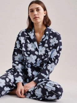 Seidensticker Transcend Classic Pyjama, Durchgeknöpft -Leggings Shop Seidensticker Transcend Classic Pyjama durchgeknoepft blau 513000 19 2