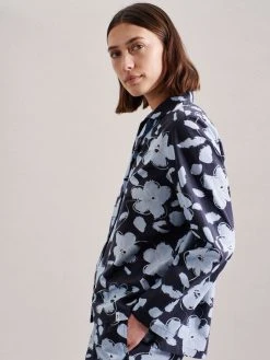 Seidensticker Transcend Classic Pyjama, Durchgeknöpft -Leggings Shop Seidensticker Transcend Classic Pyjama durchgeknoepft blau 513000 19 4