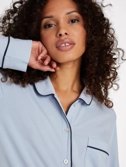 Seidensticker Loungewear Pyjama, Durchgeknöpft -Leggings Shop Seidensticker F1 Loungewear Pyjama durchgeknoepft blau 500013 11 2