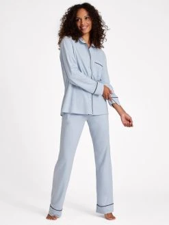 Seidensticker Loungewear Pyjama, Durchgeknöpft -Leggings Shop Seidensticker F1 Loungewear Pyjama durchgeknoepft blau 500013 11 3
