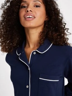 Seidensticker Loungewear Pyjama, Durchgeknöpft -Leggings Shop Seidensticker F1 Loungewear Pyjama durchgeknoepft blau 500013 19 2