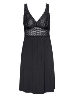 Triumph Aura Spotlight Negligé Mit Spitze, Länge 90cm -Leggings Shop Triumph Aura Spotlight Neglige mit Spitze Laenge 90cm schwarz 10207512 0004 1