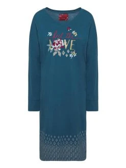 Triumph Lounge-Me Cotton Nachthemd Mit Brustprint, Länge 90cm -Leggings Shop Triumph Lounge Me Cotton 3 4 Arm Nachthemd Laenge 90cm blau 10213391 M008 2